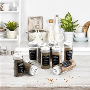 30 Pack Round Spice Bottles Jars with Silver Lids, 3oz Empty Glass Spice Containers Shakers Complete Organizer Set Includes Shaker Lids, Wide Funnel, Labels and Cleaning Brush