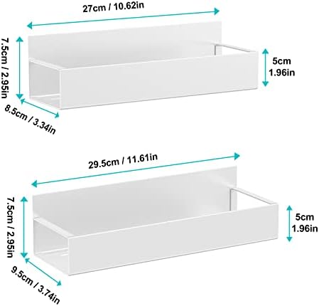 2 Pack Movable Refrigerator Magnetic Spice Rack, Metallic White