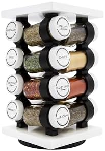 16 Jar Rotating White Spice Rack