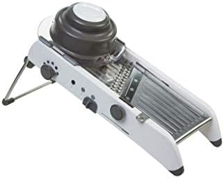 Professional Mandoline - Versatile Slicer with Adjustable Straight, Waffle, and Julienne Blades, Extra-Wide Stainless Steel Deck, Safety Hand Guard, Non-Skid Feet, and Space-Saving Design