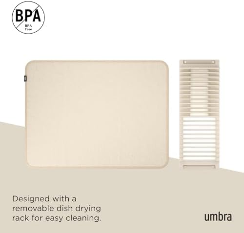 Udry Dish Drying Rack with Mat, Folds Flat for Storage, Linen