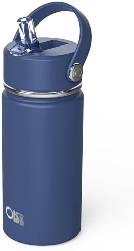 Kids Water Bottle with Straw Lid 14oz, Vacuum Insulated 316 Stainless Steel Water Bottles for Kids for School, Leakproof Water Bottle, BPA Free and Keep Cold for 24 Hours