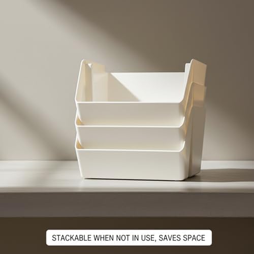 Wall Mounted Storage Organizer Bins, Shower Caddy Kitchen Shelf Floating, Space Saving Shelves Box with Adhesive Pads, Stackable Organizer for Bathroom、Office、Snacks、Refrigerator、Countertops