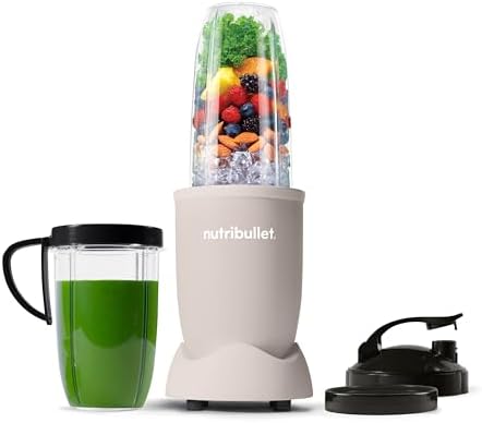 nutribullet Pro Personal Blender, Shakes, Smoothies, Food Prep, and Frozen Blending, 32 Ounce Cup, 24 Ounce Cup, Flip-top Travel Lid, 900 Watt, Matte Linen, NB9-0901LIN by Unknown