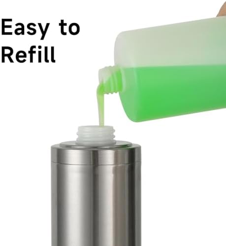 Brushed Nickel Soap Dispenser Stainless Steel Metal Pump Hand Lotion Bottle for Bathroom, Bedroom and Kitchen(300ML/10.15Ounce)