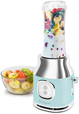 Nostalgia Classic Retro Electric Pulse Blender, 1 Liter Glass Pitcher, Includes Tritan Personal Travel Bottle With Lid And Storage Container, High Power 300 Watts Crushes And Pulverizes Ice Cubes - Image 6