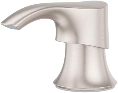 SoloTilt Kitchen Sink Soap Dispenser Counter-Mounted Stainless Steel Finish with Forward Tilting Thumb-Activated Pump Head and 16 oz Bottle for Dish Soap KSDKEMGS
