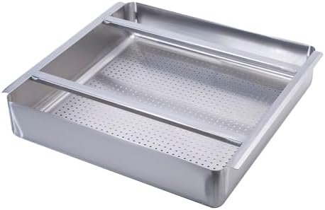 373-KR-30-150 Dish Table Sink Strainer, 20" x 20" Pre-Rinse Drain Basket, 4" Deep Commercial Drain Strainer, 18-Gauge Stainless Steel, Heavy-Duty Restaurant Sink Accessory for Foodservice Use