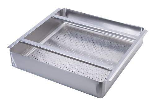 373-KR-30-150 Dish Table Sink Strainer, 20" x 20" Pre-Rinse Drain Basket, 4" Deep Commercial Drain Strainer, 18-Gauge Stainless Steel, Heavy-Duty Restaurant Sink Accessory for Foodservice Use