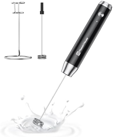 LunaFro Rechargeable Milk Frother, Stand & 2 Detachable Whisk