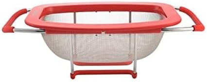 Expandable Colander Over the Sink Strainer Red