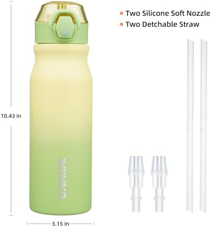 BJPKPK 25 oz Insulated Water Bottle, Straw, Handle, Stainless Steel Flask - Image 4
