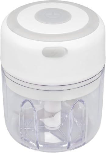 250ml Electric Mini Garlic Chopper, 304 Stainless Steel Food Processor, Powerful Large Capacity Motor For Fast Chopping, Grinding & Pureeing White by Unknown