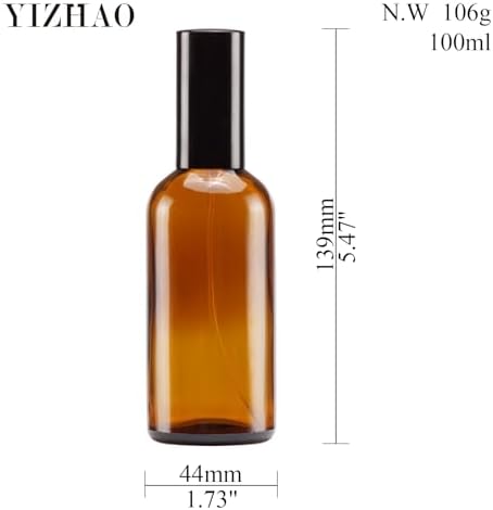 YIZHAO Amber Glass Spray Bottles 4oz, with Small Fine Mist Spray, Metal Cap, Refillable for Essential Oil,Travel,Cleaning,Perfume,Aromatherapy,Makeup – 4 Pcs - Image 2