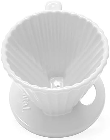"Lotus ceramic pour over coffee dripper, 8 ounces (White)