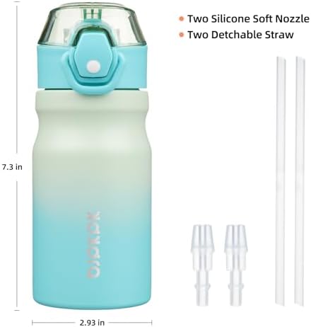 BJPKPK 14 oz Insulated Water Bottle, Straw, Handle, Stainless Steel Flask - Image 4