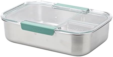 Microwave Safe Stainless Steel Bento Lunch Box, 3 Compartments