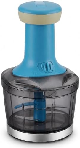Vegetable Chopper 15.2 OZ (450 ml), Manual Food Chopper with Container & 3 Stainless Steel Blades, Push Vegetable Cutter for Onion, Salad, Nuts, Salsa, Paste & Kitchen Prep (Colour May Vary) by Unknown