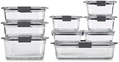 Brilliance Glass Food Storage Containers, Assorted Sizes, Set of 9, BPA-Free, Leak-Proof, Clear
