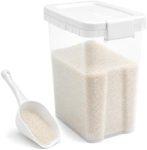 Rice Storage Container 10-15 Lbs, Airtight Flour Dry Food Bin with Scoop