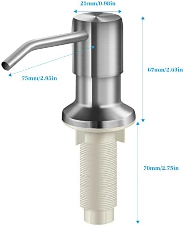 Soap Dispenser for Kitchen Sink and Extension Tube Kit, Stainless Steel SoapDispenser with 47 Inches Tube Connects Directly to Soap Bottle, Hand and Dish Soap Dispenser Pump （Brushed Nickel）