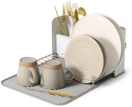 Sling Dish Drying Rack, Space Saving Foldable Storage, White