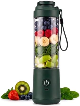 SSKAWorldwide Portable Blender 21oz – Rechargeable and Wireless Mini Personal Blender for Shakes and Smoothies, 4000mAh Battery & 6 Blades for Protein Shakes, Fruit Juicer, Gym & Travel (Green) by Unknown