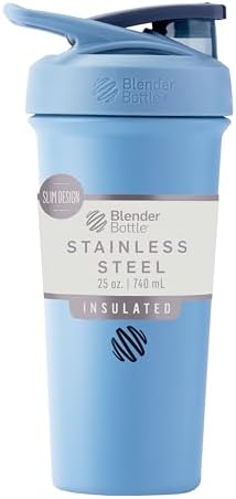 BlenderBottle Sport Sleek Stainless Steel Shaker Bottle 25 oz Dusty Blue by BlenderBottle