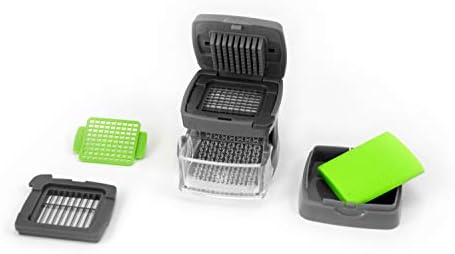 Garlic-A-Peel Garlic Press, Crusher, Cutter, Mincer, and Storage Container - Includes Silicone Garlic Peeler - Easy to Clean - Stainless Steel Blades – (Grey), standard - Image 2
