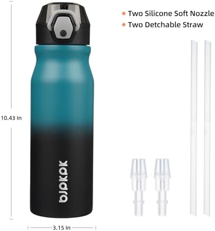 BJPKPK 25 oz Insulated Water Bottle, Straw, Handle, Stainless Steel Flask - Image 4