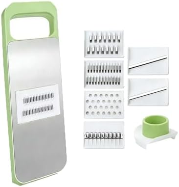 Kitchen Mandoline Slicer, Adjustable Vegetable Slicer, Potato Shredder, Tomato Slicer, Vegetable Cutter, Stainless Steel Professional with Safety Gloves green 1pc by Unknown