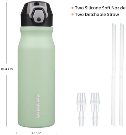 BJPKPK 25 oz Insulated Water Bottle, Straw, Handle, Stainless Steel Flask - Image 4