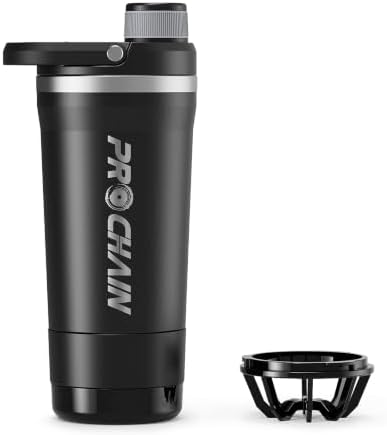 PROCHAIN Insulated Stainless Steel Protein Shaker Bottle, 20oz Metal Mixer by PROCHAIN