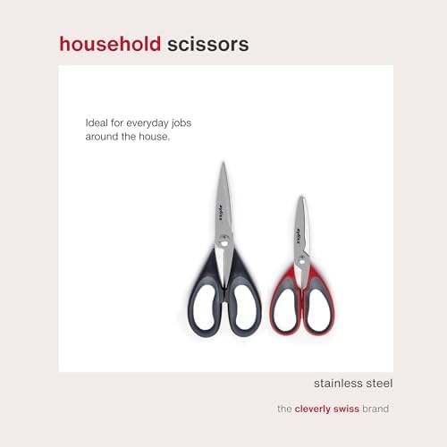 Scissor Shear Set - Kitchen Tool for Herbs, Chicken & Packages - Heavy-Duty Blades with Ergonomic, Non-Slip Handles - Dishwasher Safe - Multi-Purpose Scissors & Shears Set