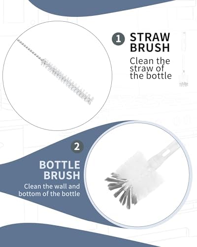 ROSEOK 2 in 1 Bottle Brush with Straw Cleaner Brush, Water Bottle Brush - Image 4