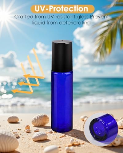 Essential Oil Roller Bottles - 4 Pack Refillable 10ml Glass Roller Bottles - Image 2