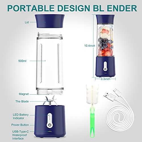17oz Portable USB Blender 150W Cordless Mini Smoothie Maker Lightweight, 10+ Blends, Travel/Gym/Office Use - Image 4