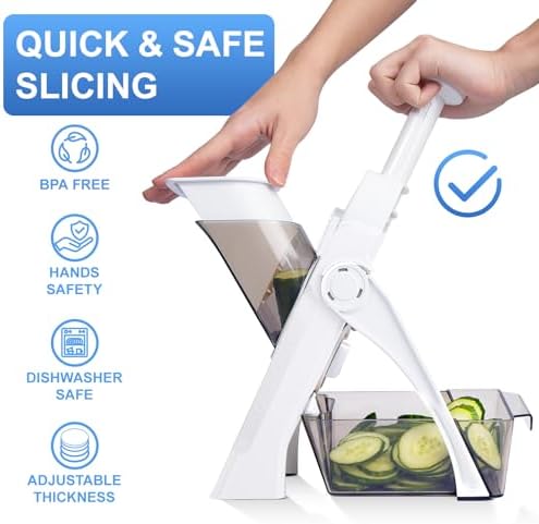 Safe Mandoline Slicer for Kitchen,Adjustable Potato Slicer 1-8 mm