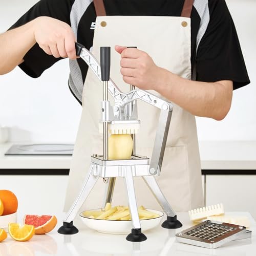 Commercial Vegetable Chopper Potato Dicer & Fruit Slicer, Stainless Steel French Fry Cutter with 3 Replacement Blades(1/2 Inch, 3/8 Inch and 1/4 Inch Blades) for Restaurants & Home Kitchen - Image 2