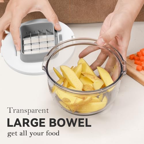 Vegetable Chopper Bowl Container, Three Blades, French Fry Cutter