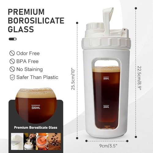 BYLWORKOUT 26 oz Glass Shaker Bottle with Silicone Sleeve and Mixing Ball - Image 3