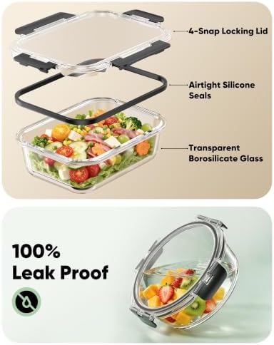 40 PCS Glass Food Storage Containers with Lids, BPA-Free