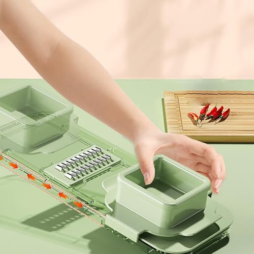 Generic 2024 New Multifunctional Food Grater, Six Cutting Tools Round Vegetable Chopper, Chopper Vegetable Cutter, Food Chopper With Container, Vegetable Chopper With Container (1Cutter+6Blades) - Image 6