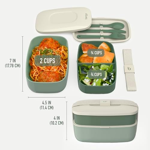 Classic Stackable 3-Compartment Adult Bento-Style Lunch Box