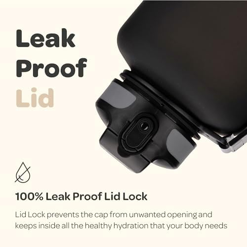 2L Large Water Bottle, Shatterproof, BPA Free Tritan Plastic, Leakproof, Zero Condensation, With Detachable Carry Strap, Spillproof Lid, Convenient Silicon Spout, Ideal for Gym, Yoga