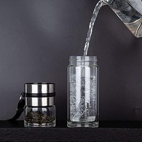 PARACITY Tea Infuser Bottle,13 OZ/380ML Double Wall Glass, Leakproof - Image 4