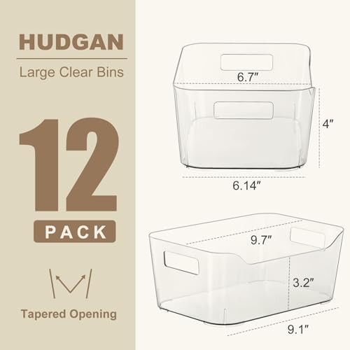 12 Pack Pantry Storage Bins for Kitchen Cabinet, Clear Plastic Organizer Bins for Bathroom, Pantry Organizer Containers for Home Edit, Drawer, Under Sink, Fridge