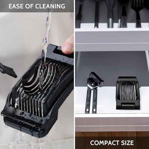 Egg Slicer for Hard Boiled Eggs & Strawberry Soft Foods, Heavy Duty, Black - Image 6