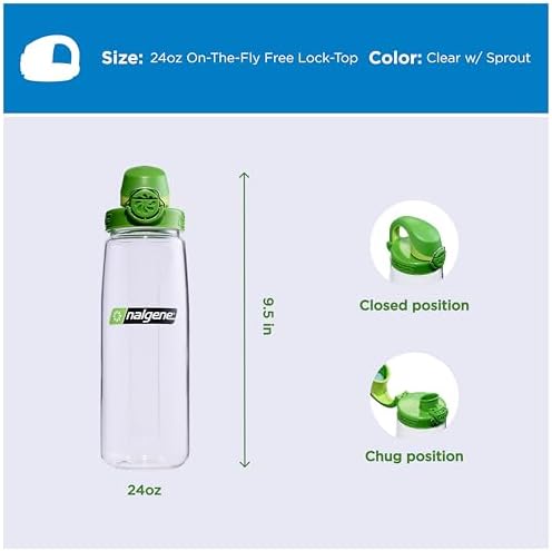 Nalgene 24 oz On The Fly Lock-Top Water Bottle, Clear w/Sprout - Image 5