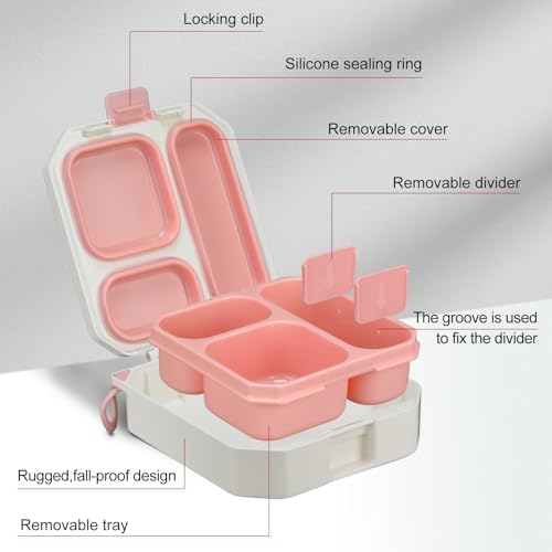 Bento Lunch Box for Kids with 12oz Soup Thermo Leak-Proof Lunch Food Container with 5 Compartment Thermo Hot Food Jar and Insulated Lunch Bag for Kid Toddler Girls Boys to School